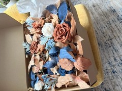 Ling’s moment Wedding Chair Floral Garland Russet Orange and Denim Blue