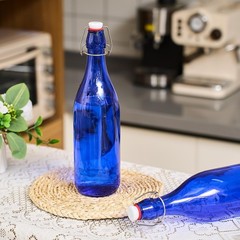 Teenyyou 6 Pcs Cobalt Blue Glass Bottles 1 L/ 33.75 oz oz,