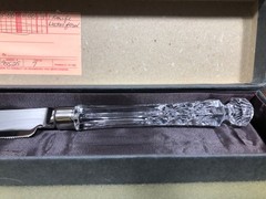 VTG 1990 WATERFORD CRYSTAL BRIDAL CAKE or CARVING KNIFE 14.25” LONG / BOX MINT