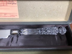 VTG 1990 WATERFORD CRYSTAL BRIDAL CAKE or CARVING KNIFE 14.25” LONG / BOX MINT