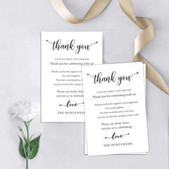 Wedding Thank You Place Setting Cards, 50 Pieces, 4 X 6 In, Table Centerpieces a