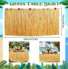 Luau Party Decorations, Grass Table Skirt for Large, 2PCS Straw Yellow