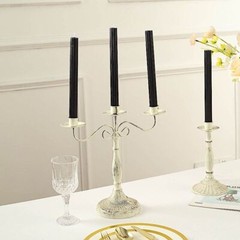 BLACK 5 Ribbed Design 9″ Unscented Premium Wax Taper CANDLES Party Decorations