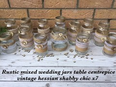 Rustic Wedding Jars Mixed Glass Table Centrepiece Love Heart Hessian Vintage X7