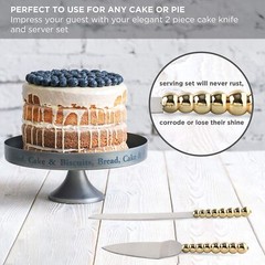 Homi Styles Wedding Cake Knife and Server Set | Elegant Gold Color with Beade…