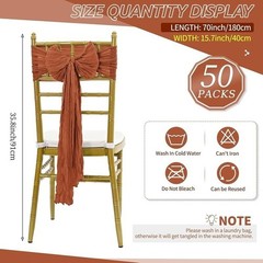 50 Pieces Cheesecloth Chair Sashes Wedding Party Decoration Durable Elegant New