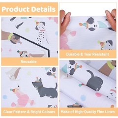 Cobee 72x13in Dog Table Runner, Puppy Birthday Party Decoration Themed Dog
