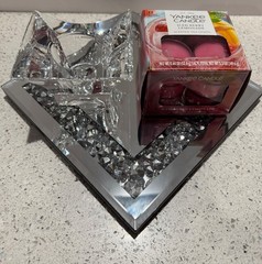 MIKASA GENUINE CRYSTAL VOTIVE Candle Holder with YANKEE CANDLE Tea Light Candles