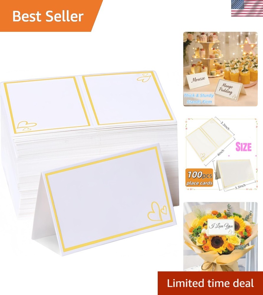 100 Pcs Place Cards for Table Setting, 2″ x 3.5″ Elegant Name Placecards with…