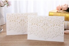 White Laser Cut Printing Personalized Wedding Invitation Card Party Floral Lace
