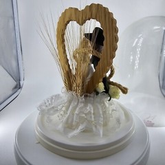 Roped with Love ~ Western Cake Topper Groom Black Cowboy Hat Bride in White READ