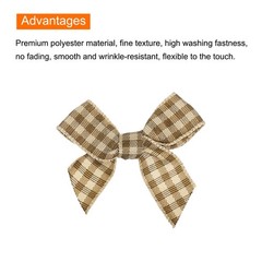 50Pcs Mini Gingham Ribbon Bow 1.5″ Checkered Fabric Satin Brown and Light Yellow