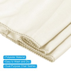 10Pcs 14″x5″ Stretch Chair Sashes Bows Chair Bands Sash with Buckle Cream