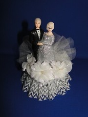 New 25th Wedding Anniversary Couple Caketopper with Bride & Groom in Silver #57