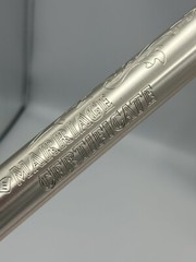 Vintage Silver Pewter Engraved Marriage Certificate Scroll Holder Tube In Box