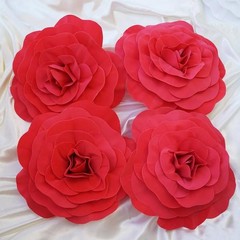 8 pcs 16″ Red Artificial Large Roses Flowers Wall Backdrop Party Wedding