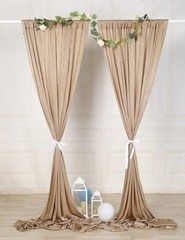 9.6 Feet x 10 Feet Biscotti Beige Silky Soft Curtain Wedding Backdrop Drapes,…