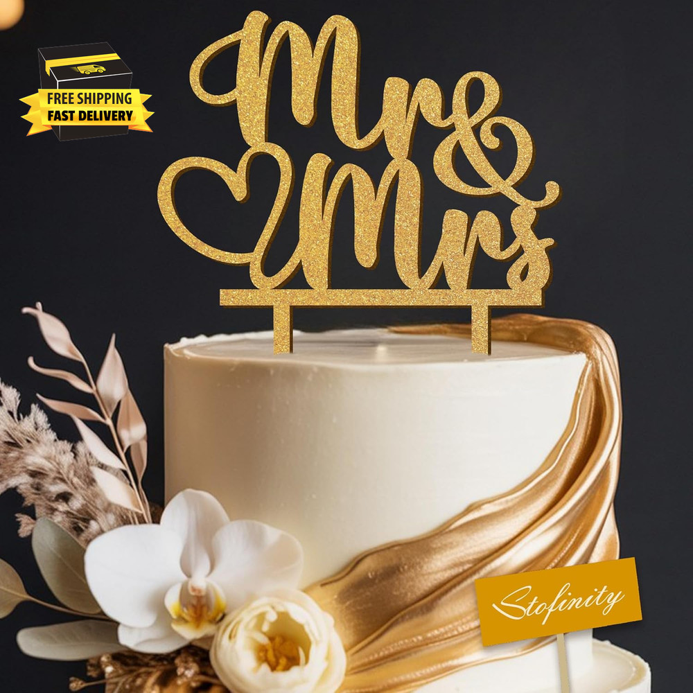 Rustic Wedding Cake Toppers Bride and Groom – Boho Mr and Mrs Cake Topper, Wood
