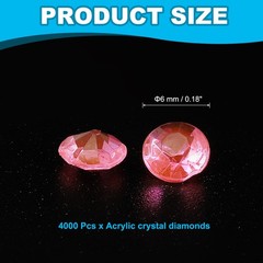 4000 Pcs Acrylic Wedding Table Diamonds 6 mm Crystals Gems Dark Pink