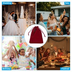 12Pcs Velvet Gift Bags 4″ x 5″ Velvet Drawstring Jewelry Pouches Burgundy