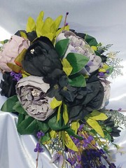 15 Pc Dusty Purple, Lavender, Black Wedding Bouquet Set, Vintage Bouquet Package