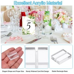 40 Pcs 1.2″ Acrylic Place Card Holder Table Sign Number Holder Name Stand, Clear