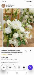 Ling’s Moment Wedding Aisle Runner Flower Arrangements May Lily & Olive 4pc