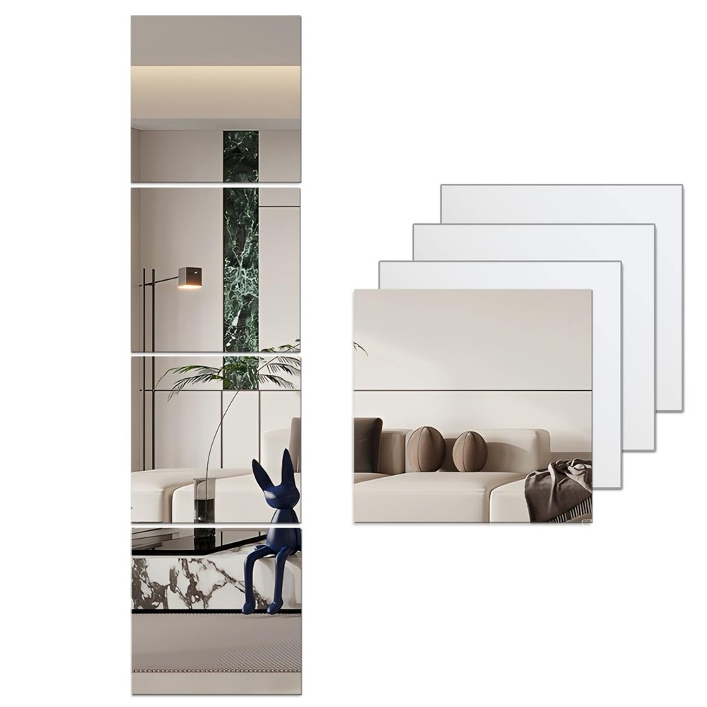 Full Length Acrylic Mirrors Stickers for Walls, 4pcs Self Adhesive Safe Plexi…