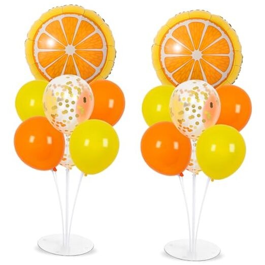 Little Cutie Fruit Party Balloons Stand Kit 2 Sets With 2 Slice Foil Orange