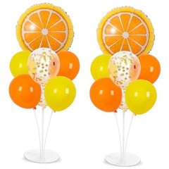 Little Cutie Fruit Party Balloons Stand Kit 2 Sets With 2 Slice Foil Orange