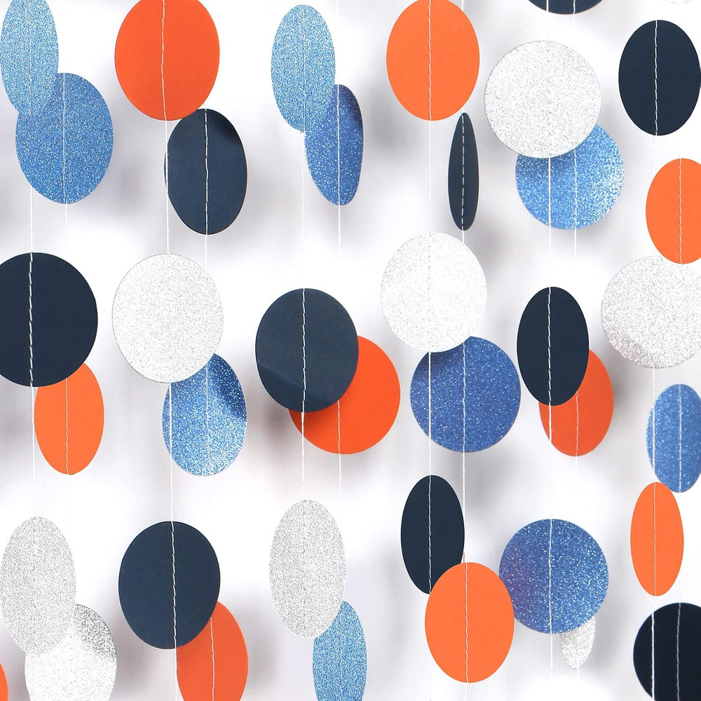 Blue-Silver Orange Space Party-Decorations Streamers-Garland – 52Ft Graduation 2