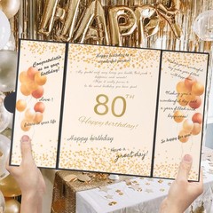 80th Birthday Guest Book and Party Decorations Set, 12×18 inch Sign-in Signat…