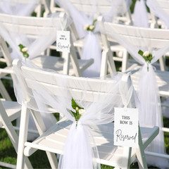 12 Pack Reserved Chair Signs with Ribbon for Wedding Party Restaurant This Row I