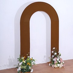8ft CINNAMON BROWN Fitted Spandex Open Arch Double Sided Backdrop STAND COVER
