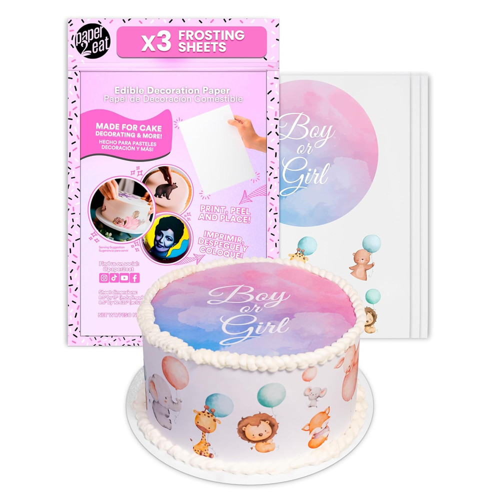 paper2eat Frosting Sheets Premium 8.5“ x 11“ – 3 Count – White Edible Icing Shee