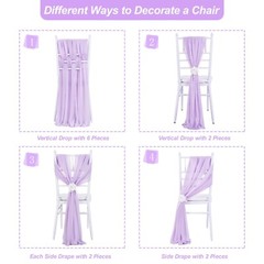 Party Chair Sashes 32 Panels – Light Purple Birthday Chair Decorations Fabric