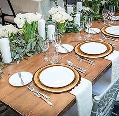 Disposable Wooden Slice Paper Place Mats 50 Pack 13.5″ Round Rustic Brown