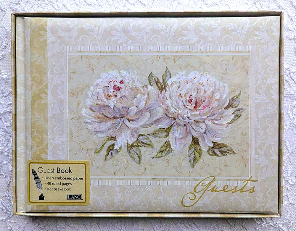 New Keepsake Boxed GUEST BOOK~40 Lined Pages~Chrysanthemums/Mums~Lang~Wedding