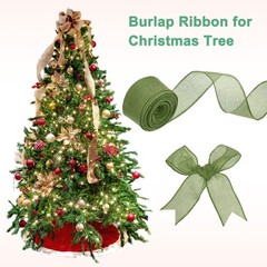 Burlap Ribbon, 2″ x 10 Yards Burlap Wired Edge Ribbon [Olive Green]