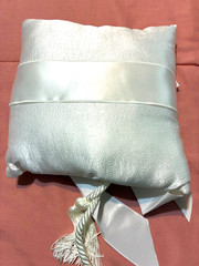 Satin ring bearer pillow white 8 x 8 inches