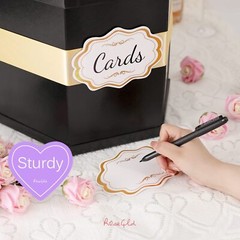 Card Box Card Receiving Box with Ribbon 14x12x12 Inches Elegant Card Box Hold…