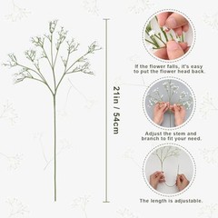 Babys Breath Artificial Flowers Long Stem Baby Breath Flowers 5 Pcs White