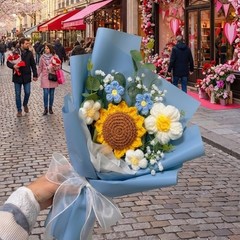 DIY Wrapping Bouquet Crochet Flower Sunflower Rose For Graduation Wedding Gift