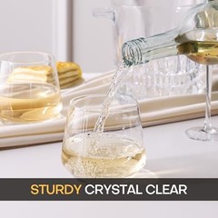 Stemless Wine Glasses Set of 4, 13.5oz Red White Wine Glasses 13.5oz Set of 4