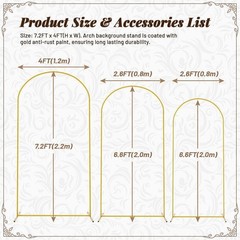 7.2FT, 6.6FT, 6FT Arch Backdrop Stand for Wedding Ceremony Birthday Party Garden