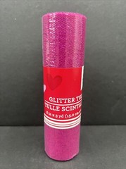 Glitter Tulle Scintillant 6” X 3 Yards Fuchsia With Pink Glitter