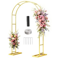 7.2FT Metal Wedding Arch Stand Gold Square Arched Backdrop 7.2FT, Matte