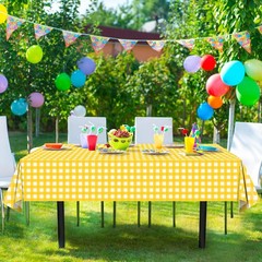 Denwiller 3 Pcs Yellow Gingham Tablecloth 54 x 108 inches,
