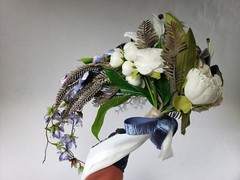 Bridal Bouquet 12 Inch Cascading Wedding Bouquet, Blue – WITH DEFECTS