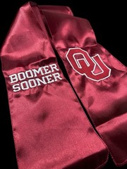 University of Oklahoma (OU) Satin Chair Sash / Wreath Sash (2 Logos) 49k Stitch